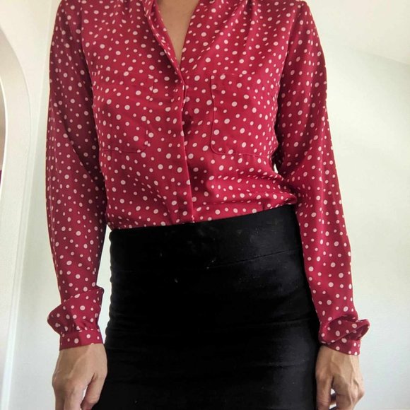 Peter Morrissey - Red Polka Dot Blouse - Size 6 - Picture 3 of 11